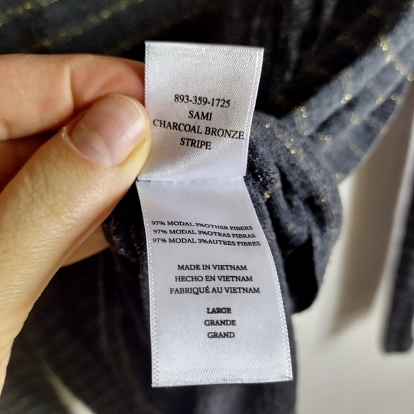 Rails sami charcoal bronze striped v neck lightweight sweater sz L - Picture 6 of 8